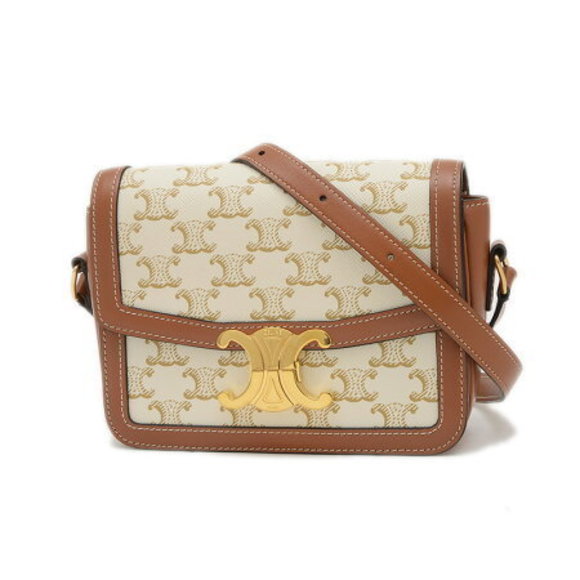 Celine Teen Triomphe Shoulder Bag White Tan - Picture 1 of 7